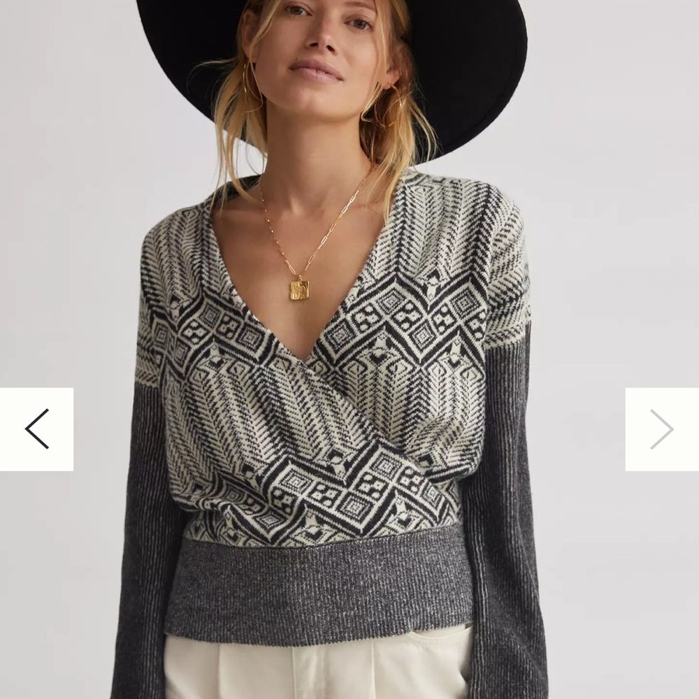 Pilcro Geo Surplice Sweater Anthropologie